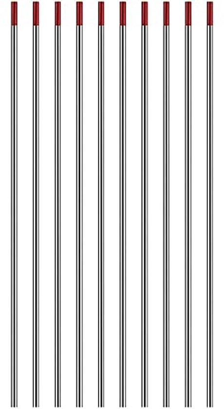 10 Pack TIG Welding Tungsten Thickened 3/32" WT20 (Red) Earned Tungsten Electrodes-2.4x150mm