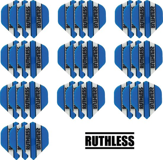 10 Sets (30 stuks) Ruthless flights Multipack - Aqua - darts flights van Ruthless