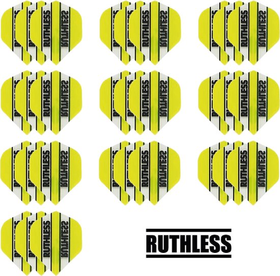 10 Sets (30 stuks) Ruthless flights Multipack - Geel - darts flights van Ruthless