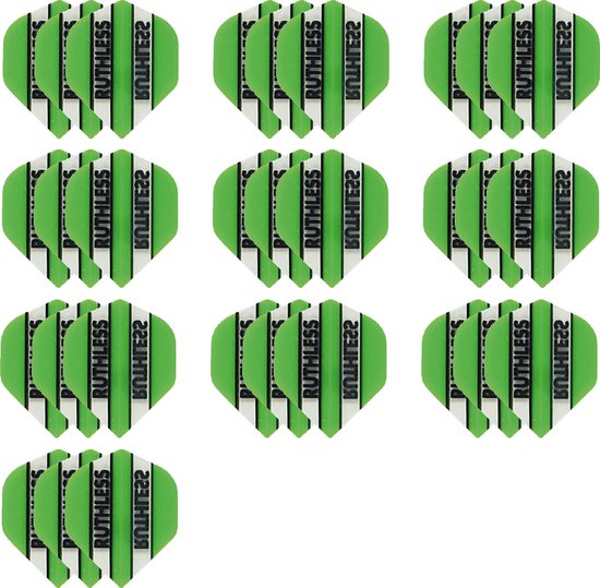 10 Sets (30 stuks) Ruthless flights Multipack - Groen - darts flights van Ruthless