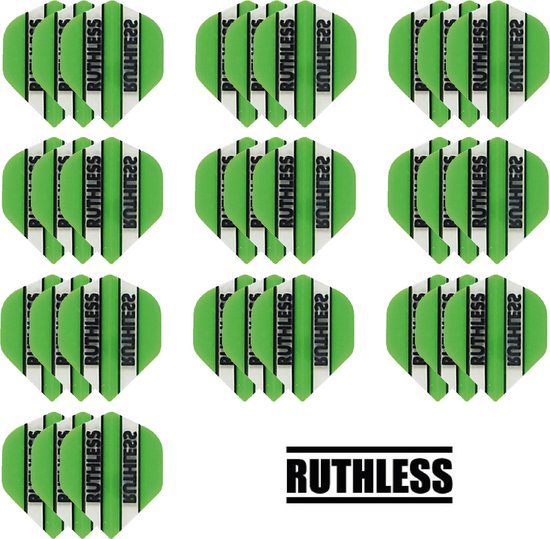10 Sets (30 stuks) Ruthless flights Multipack - Van Gerwen Groen - darts flights - Cadeau van Ruthless