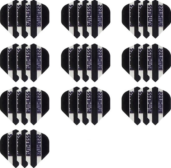 10 Sets (30 stuks) Ruthless flights Multipack - Zwart - darts flights - Cadeau van Merkloos