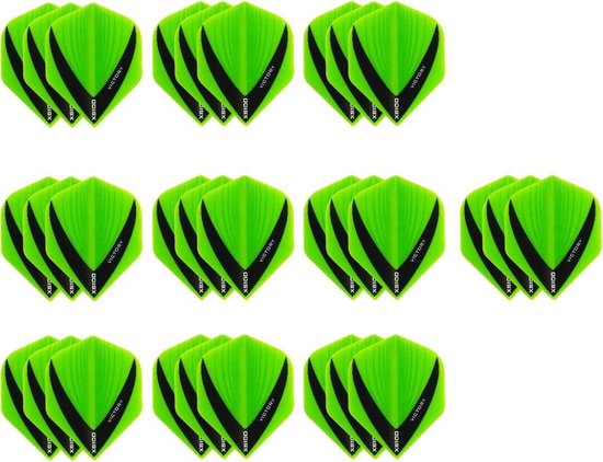 10 Sets (30 stuks) Stevige XS100 Vista - dart flights - Multipack - Groen van XS100
