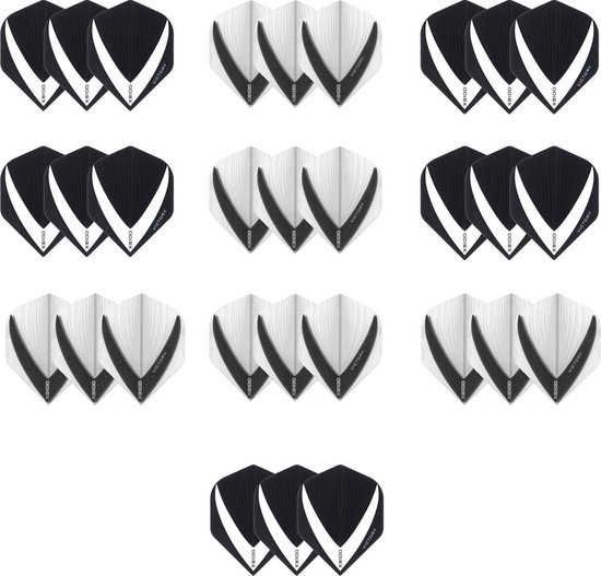 10 sets (30 stuks) - Vista-X flights - duo kleur pakket - Zwart/Wit en Wit/Zwart – flights - darts flights van Vista-X