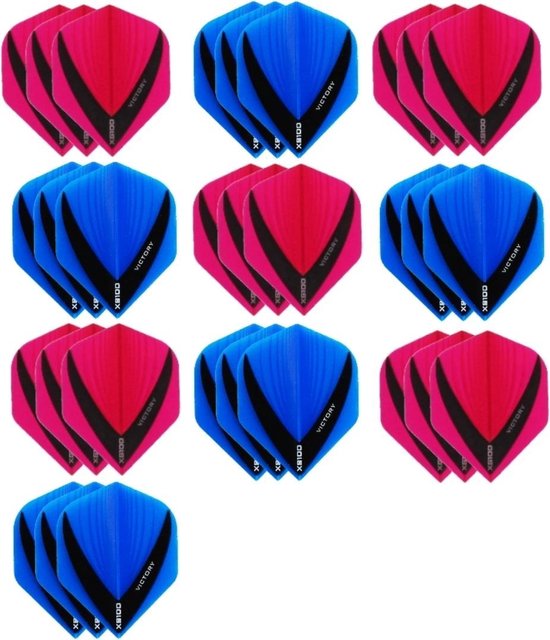10 sets (30 stuks) - XS100 Vista flights - duo kleur pakket - Roze en Aqua/Blauw – flights - dartflights van XS100