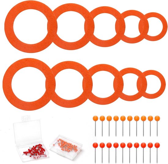 10 Stuks Oranje Vilt Dart Oefenringen met 100 Pins - Dartbord Bescherming, Training en Accessoires voor Beginners