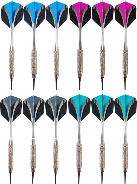 12 stuks Softtip Dartpijlen voor Elektronisch Dartbord - SILVER van Amigo zijn.