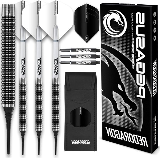 18 of 20 Gram Tungsten Softip Dartpijlen Professioneel met Whit flights en dart shafts - Pegasus van Pegasus