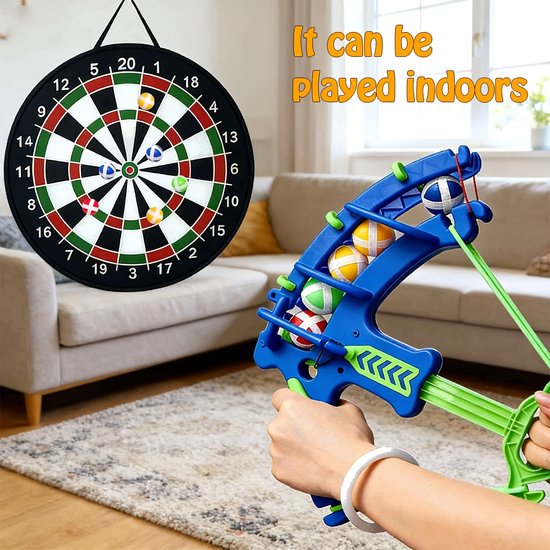 2-in-1 Dartbord Spel Set voor Kinderen – 26 Inch Dartbord met Ball Launcher & Sticky Balls – Binnen en Buiten Speelgoed – Opvouwbaar – Educatief Werpspel van Merkloos