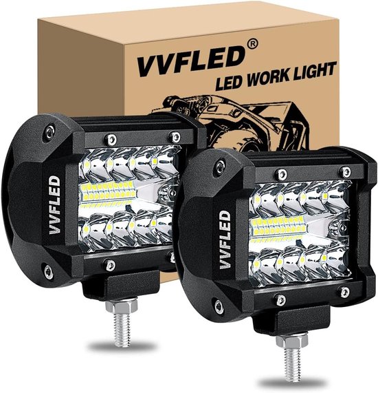 2-Pack 4 Inch LED Spotlights 120W 12000LM voor Off-Road, Tractor en SUV - IP67 Waterdicht Werkverlichting met Flood en Spot Combo