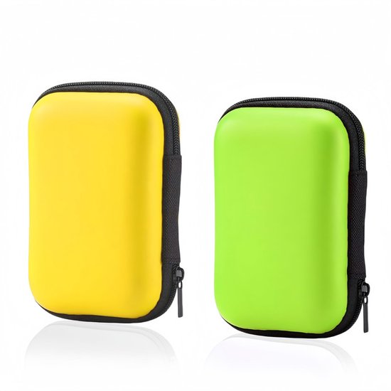 2 stuks-Kaartenbox -Darts Case- Robuuste Speelkaartenhouder voor UNO - Grote Retro Moderne Etui voor Kaartspellen - Geel en groen van Merkloos