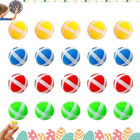 20 stuks - Dartbord plakballen - Kleurrijke plakballen - Kleurrijke plastic spelaccessoires - Plakballen - Geschikt voor kinderen - Rood, geel, blauw, groen - Stoffen dartbordspelaccessoires - Sport- en feestspellen voor binnen en buiten van Merkloos