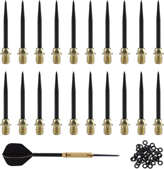 20 Stuks Stalen Dartpunten met 50 Rubber Ringen en Converter Tool voor Dartpijlen en Vliegers