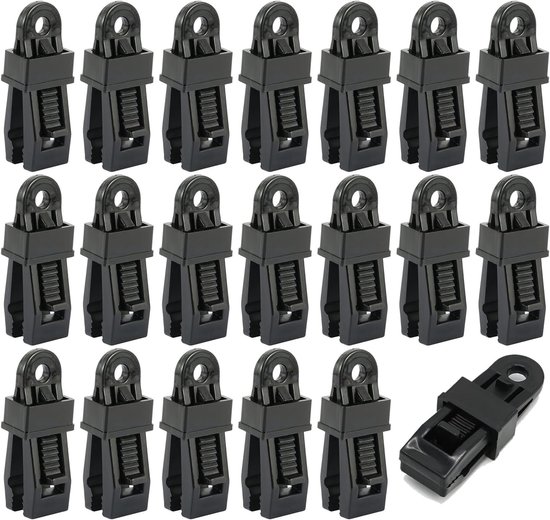 20 stuks - Tent klemmen - Dekzeilclips - Tentclip - tentclip luifelclip - campingluifelclip - krokodillenklemmen - dekzeilclip dekzeilclip - voor zwembaden, luifels, caravanluifels, autohoezen, buitententen, luifels en hoezen - 7.8*2.3 cm - zwart van Gadgy