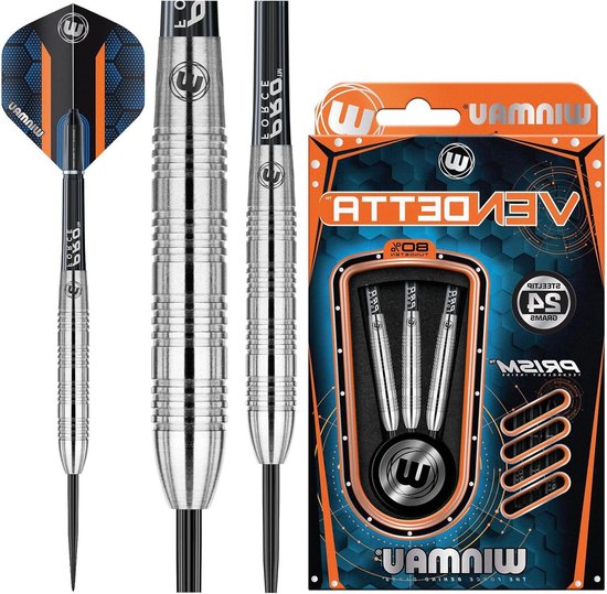 24 Gram Professional Steeltip Tungsten dartset - Vendetta flights en schachten van Target