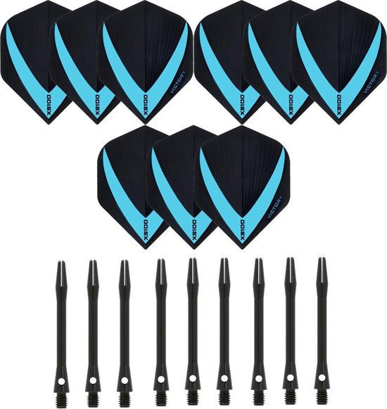 3 sets (9 stuks) Super Sterke - Aqua - Vista-X - dart flights - inclusief 3 sets (9 stuks) - medium - Aluminium - zwart - dart shafts van Vista-X
