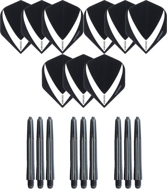 3 sets (9 stuks) Super Sterke – Clear - Vista-X – dart flights – inclusief 3 sets (9 stuks) - medium - dart shafts van Vista-X