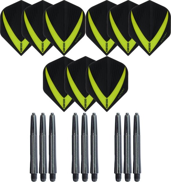3 sets (9 stuks) Super Sterke - Groen - Vista-X - dart flights - inclusief 3 sets (9 stuks) - medium - dart shafts van Vista-X