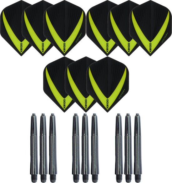 3 sets (9 stuks) Super Sterke – Groen - Vista-X – darts flights – inclusief 3 sets (9 stuks) - medium - darts shafts van Vista-X