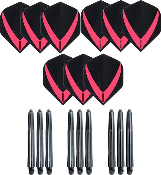 3 sets (9 stuks) Super Sterke – Rood - Vista-X – darts flights – inclusief 3 sets (9 stuks) - medium - darts shafts van Vista-X