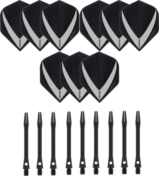 3 sets (9 stuks) Super Sterke – Smokey - Vista-X – darts flights – inclusief 3 sets (9 stuks) - medium - Aluminium - zwart - darts shafts - Cadeau van Vista-X