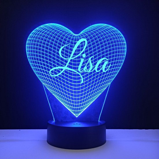 3D LED Lamp - Hart Met Naam - Lisa van Merkloos