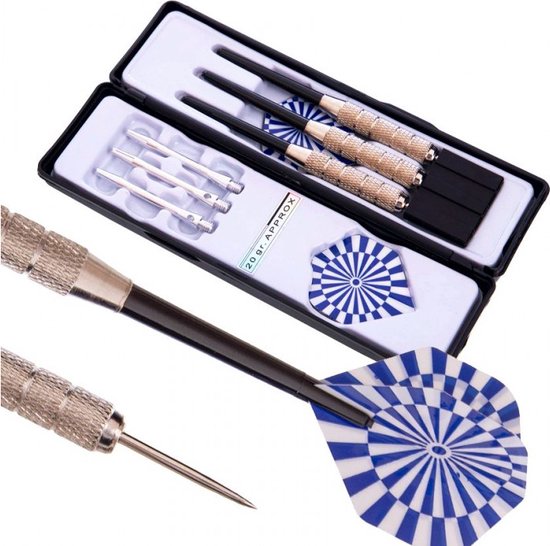 3x Dartpijl - 3 stuks staal dartpijlen incl. darts shafts en opbergdoos- 16CM 20gram - darten - darts van Shot!