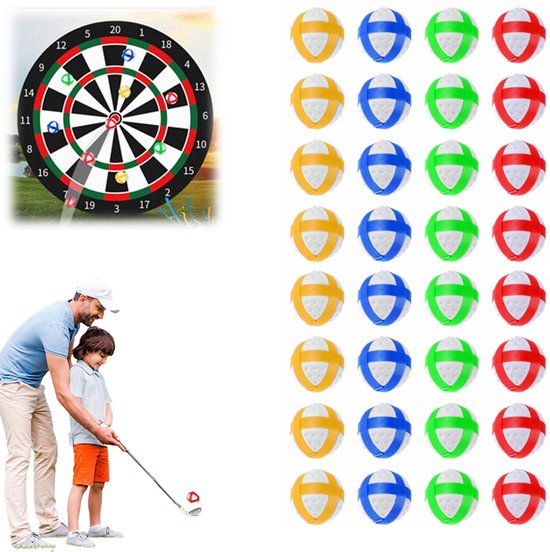 40 Stuks - Klitteband Ballen - Klittenband Dartballen – Dartballetjes voor kinderen - Plakballen 4,3 cm – Rood, Geel, Blauw en Groen – Voor Kinderen en Dartspellen