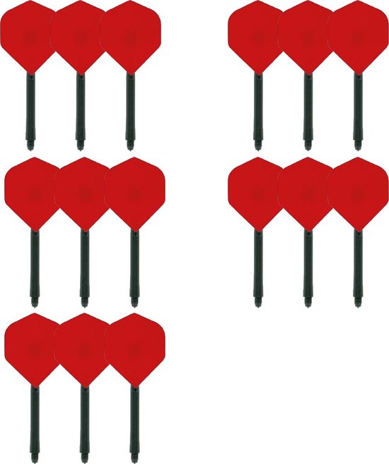 5 Twin Packs Shafts + Flights Multipack - Zwart Rood van Unicorn