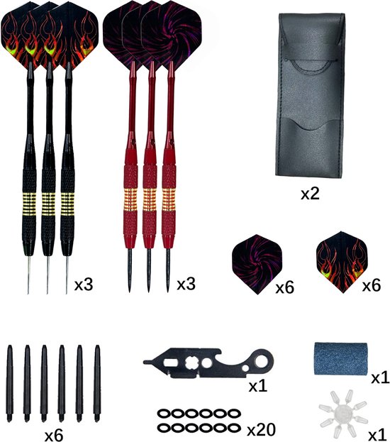 6-delige Dartpijlen Set - 6 Pure Koperen Darts -20,5 gram- Steeltip Pakket met Dart Flights, Luxe Opbergcase en Extra Accessoires - Ideaal voor Beginners, Gevorderden en Wedstrijden van Merkloos