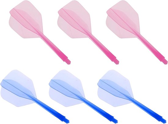 6-delige dartpijlen set met geïntegreerde transparante dartschachten en vluchten, ABS dartpijlen.