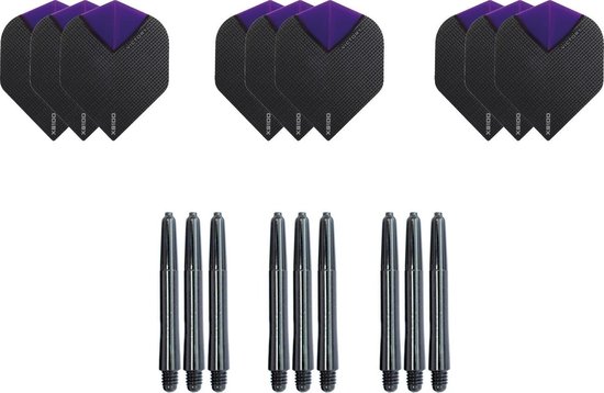 9 Skylight Paars Super stevige - flights - plus 9 zwarte nylon - shafts van Harrows