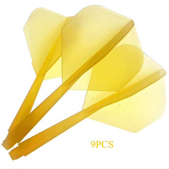 9 Stuks K-Flex Darts Geel - Transparante 2BA Flights - Duurzaam, Stabiel & Professioneel van Merkloos
