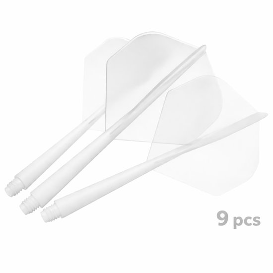 9 Stuks K-Flex Darts Wit – Transparante 2BA Flights – Duurzaam, Stabiel & Professioneel van Merkloos