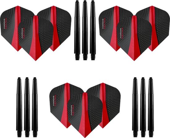 9 stuks Retina – Rood – Darts flights - en 9 stuks - Medium – darts shafts van Target
