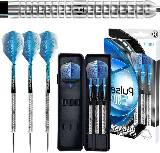 90% Tungsten Steel Tip Darts Set - Ingebouwde Curve Grip - Aqua Supergrip Fusion Shafts - Prime Flights & Travel Case - Verschillende Gewichten Beschikbaar (21-26 g) van Merkloos