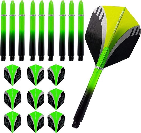 ABC Dart - Dart Flights en Darts Shafts Medium - Tribal groen - 3 sets van ABC Dart