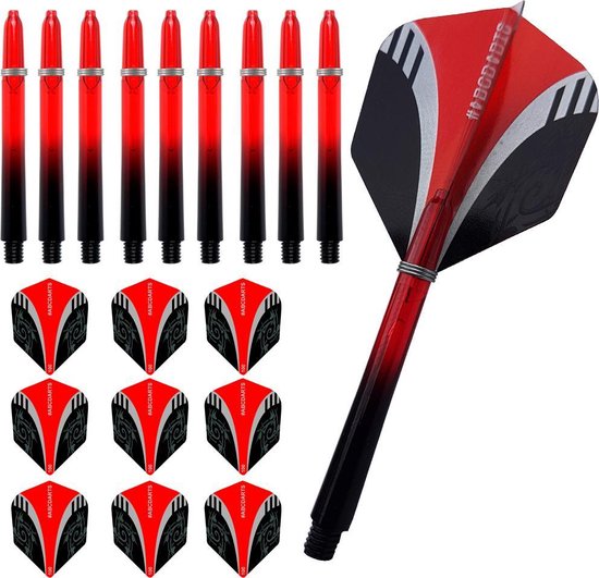 ABC Dart - Dart Flights en Darts Shafts Medium - Tribal rood - 3 sets van ABC Dart
