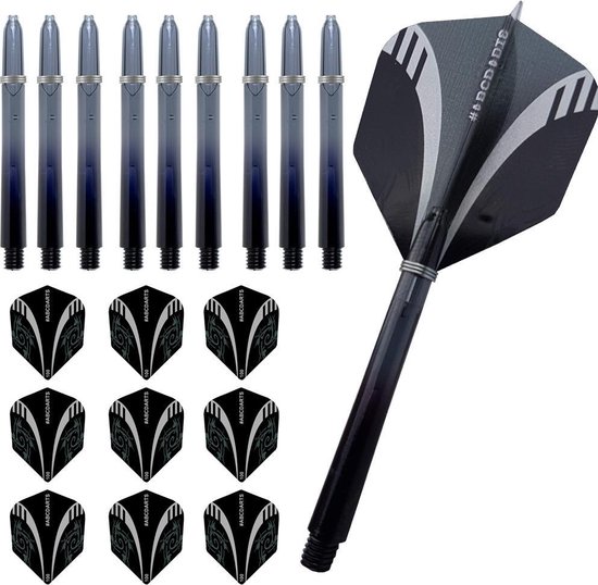 ABC Dart - Dart Flights en Darts Shafts Medium - tribal zwart - 3 sets van ABC Dart