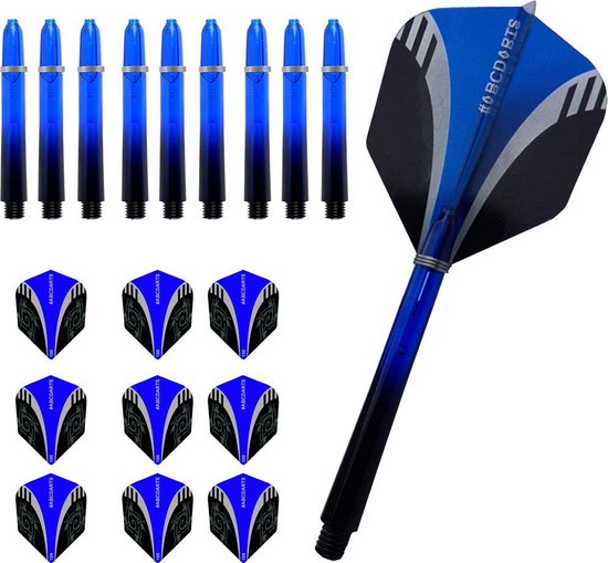 ABC Dart - Dart Flights en Darts Shafts Short - Tribal blauw - 3 sets van ABC Dart