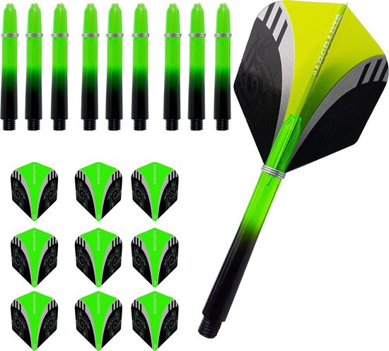 ABC Dart - Dart Flights en Darts Shafts Short - Tribal groen - 3 sets van ABC Dart