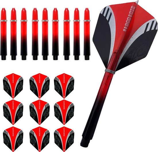 ABC Dart - Dart Flights en Darts Shafts Short - Tribal rood - 3 sets van ABC Dart