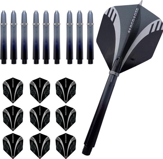 ABC Dart - Dart Flights en Darts Shafts Short - Tribal zwart - 3 sets van ABC Dart