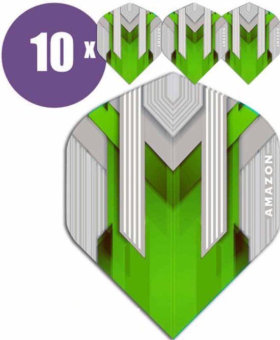 ABC Darts - Dart Flights - Amazon silver Groen - 10 sets (30 st.) van ABC Darts