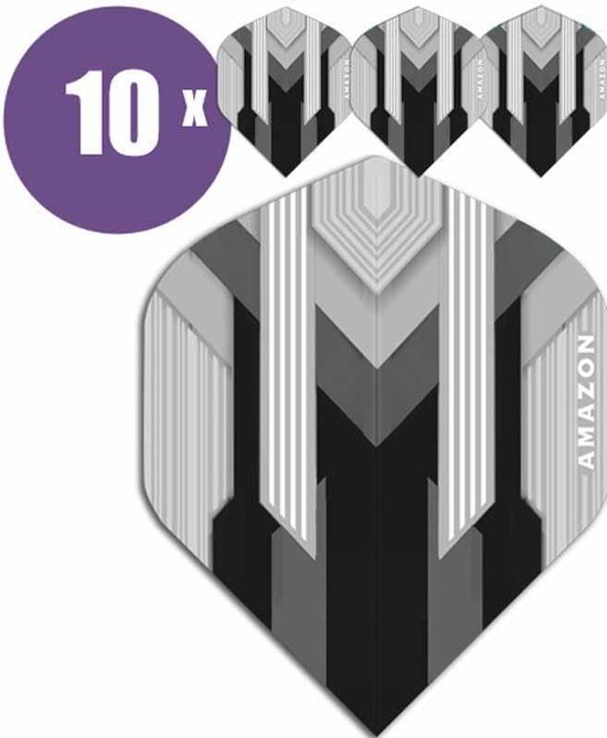 ABC Darts - Dart Flights - Amazon silver Zwart - 10 sets (30 st.) van ABC Darts