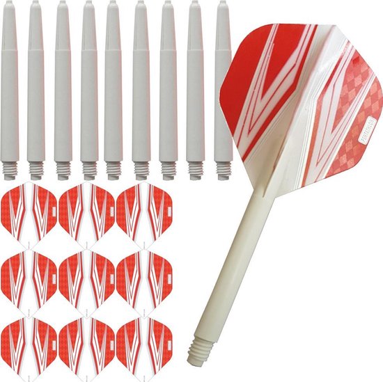 ABC Darts - Dart Flights en Dart Shafts - Pentathlon Spitfire Wit Rood - 3 sets van ABC Darts