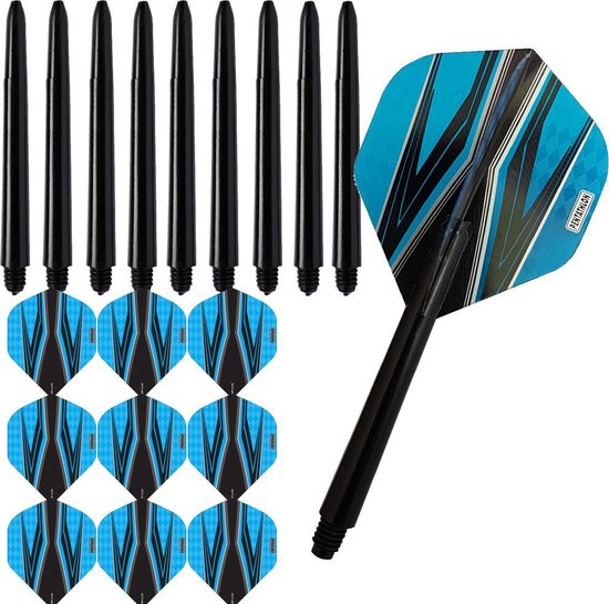 ABC Darts - Dart Flights en Dart Shafts - Pentathlon Spitfire Zwart Blauw - 3 sets van ABC
