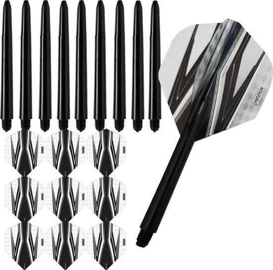 ABC Darts - Dart Flights en Dart Shafts - Pentathlon Spitfire Zwart Clear - 3 sets van Merkloos