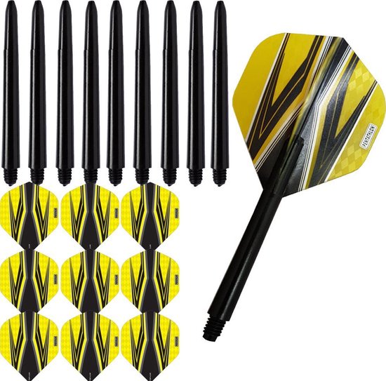 ABC Darts - Dart Flights en Dart Shafts - Pentathlon Spitfire Zwart Geel - 3 sets van ABC Darts