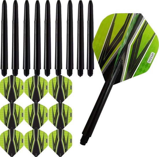ABC Darts - Dart Flights en Dart Shafts - Pentathlon Spitfire Zwart Groen - 3 sets van ABC Darts